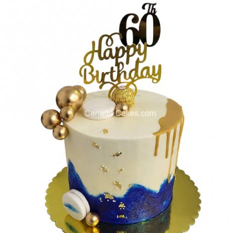 Gold and Blue Cream Cake